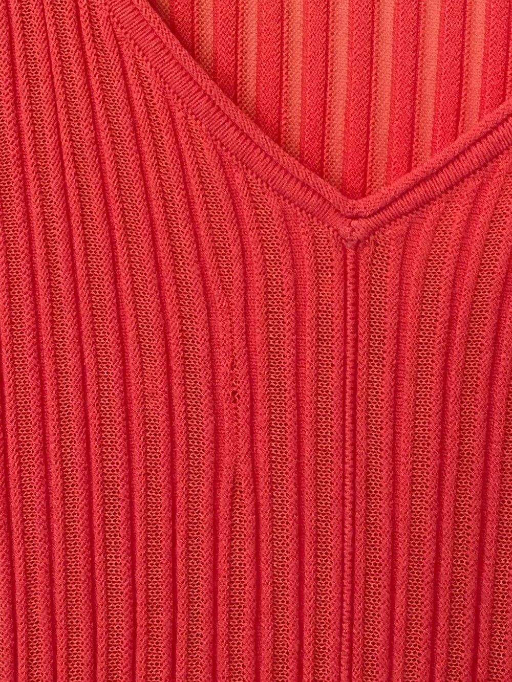 Chicos Sheer Stripe Dip Dye Ribbed V-Neck Top Sweater Pullover Knit Sz L or 2 - Picture 3 of 7